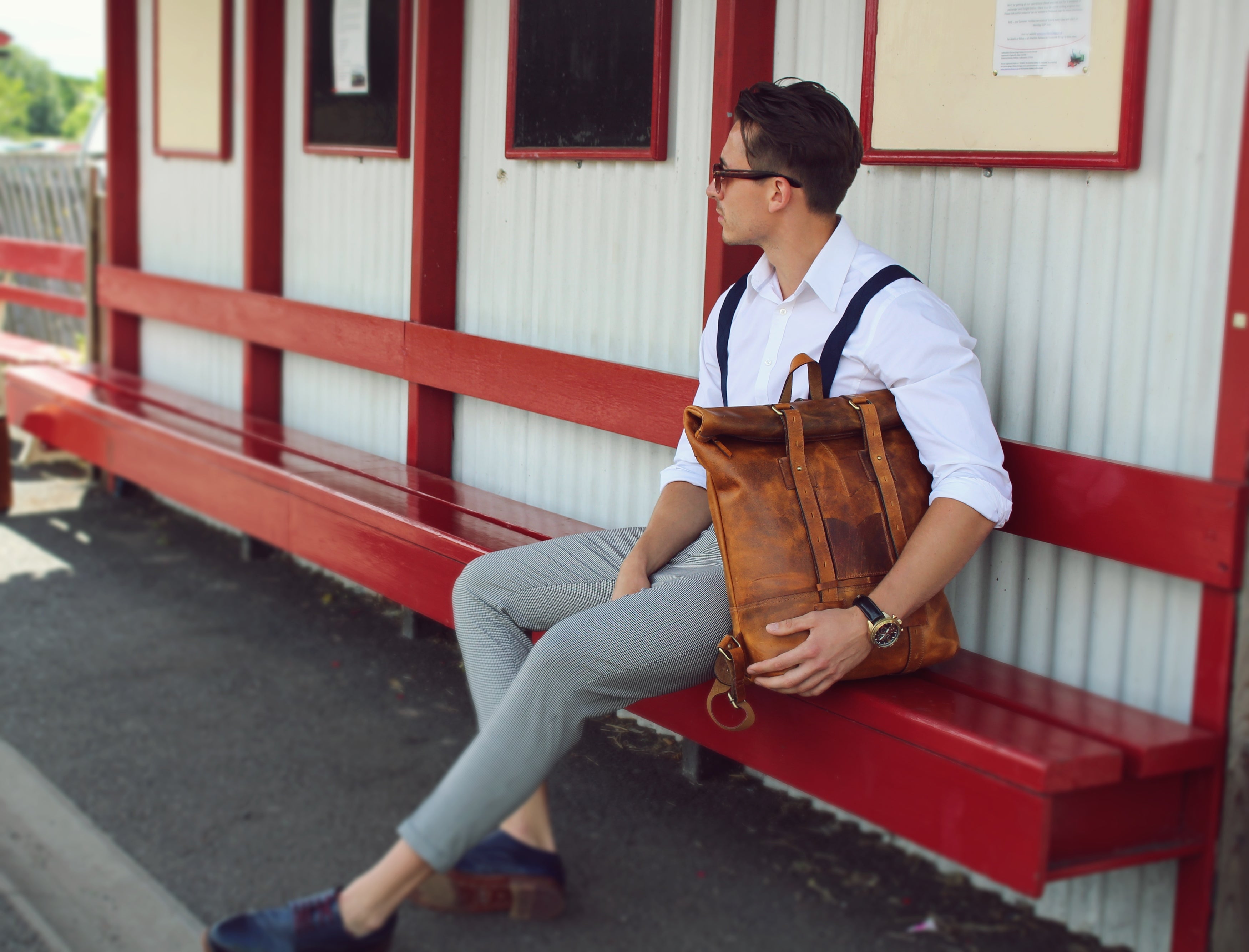 bench leather backpack Kalating Handmade Personalised Backpacks for Men and Women All Lines Old fishing Net, black The Leather dose not Size:Size 4/5
