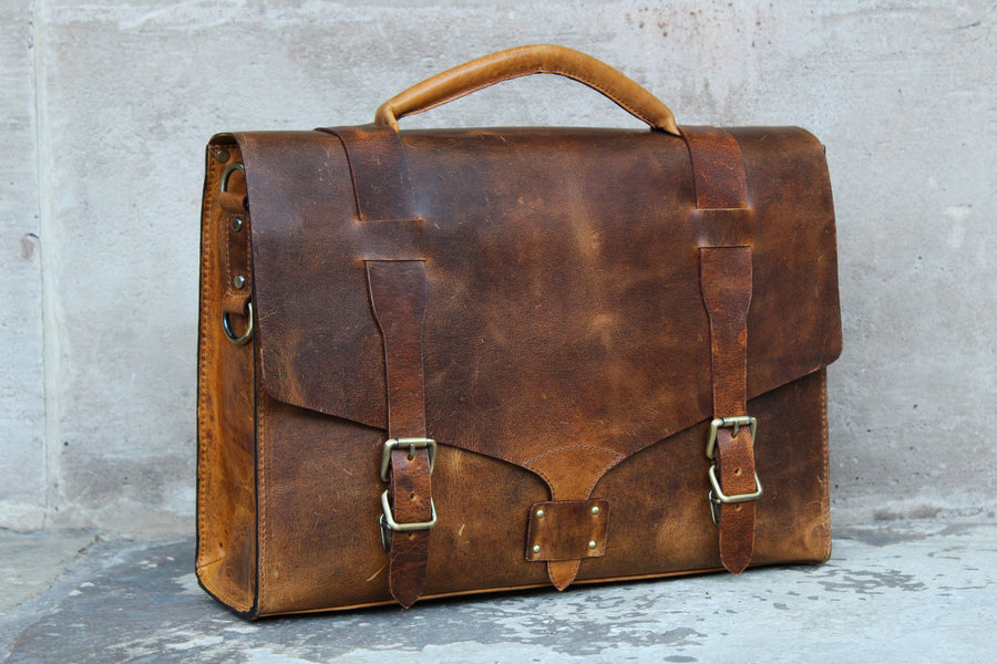 leather briefcase, Ash, Laptop Bag, Mens leather bag